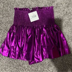 Queen of Sparkles Purple Metallic Swing Shorts size small